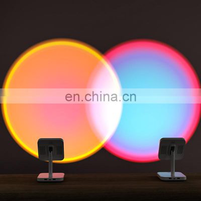 2021 Rgb 16 Colors Control Rechargeable Sun Sunset Rainbow Projection Light Nordic Modern New Sunset Halo Floor Projector Lamp