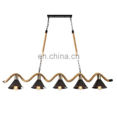Luxury Designer Industrial Retro Chandelier Rope Hanging Lamp For Hotel Bedroom Restaurant