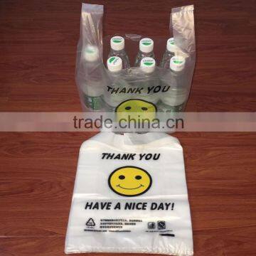 china suppliers HDPE Clear Plastic T Shirt Bag With Custom Printing with low price