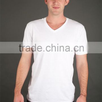 100 cotton white v shape t shirt for men