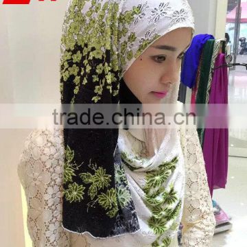 NL181 new style lace muslim long scarf