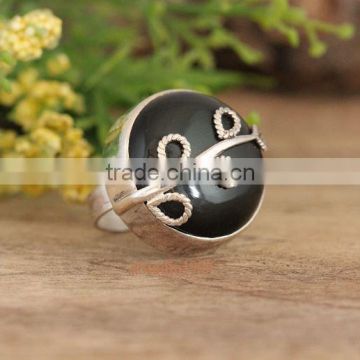 Natural black onyx ring 92.5 sterling silver jewellery