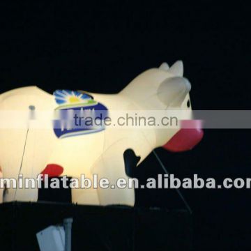 Giant large inflatable milk cow with light in it