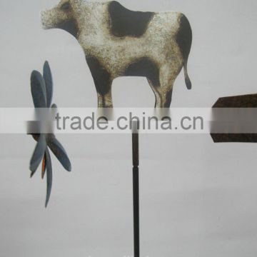 made in china handpainting metal cow garden stake wind vane