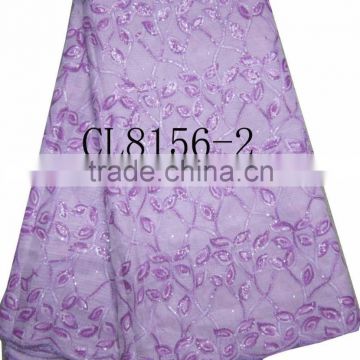 African organza lace with sequins embroidery CL8156-2purple