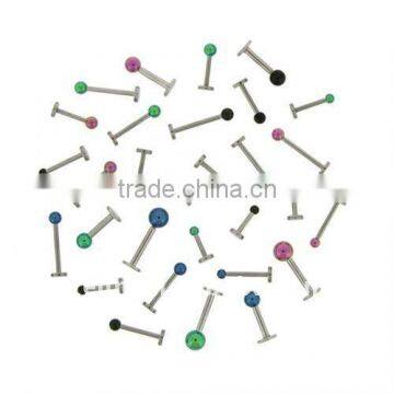 316L Surgical Steel Labret with Anodized Ball,plating body jewelry,lip piercing