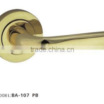 BA-107 PB brass door handle on rose