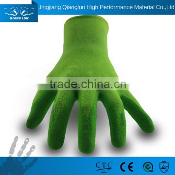 Qingdao Dark Green Sandy Nitrile Coated Bamboo Fiber Work Gloves