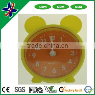 Cute design cheap silicon clock promotional cheap silicone small round alarm clock