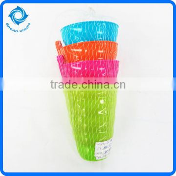 4PC Plastic Water Drinking Cup Juice Cup Set With Straw