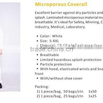 disposable microporous coverall with hood,Hot Sale Disposable Microporous Coverall