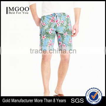 MGOO Hot Sale Men Jungle Floral Printing Shorts Stretch Breathable Mesh Lined Board Short