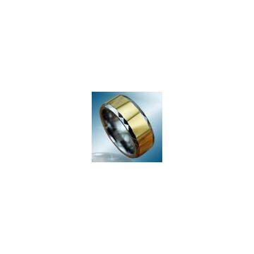 8mm Width Facet Edges Gold Plated Tungsten Ring