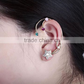 Star shape Flower Rhinestones Ear Cuff Earrings Stud Earrings