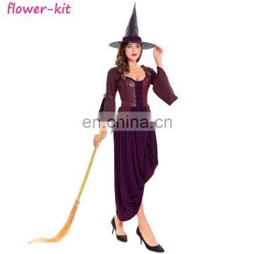 Salem Witch Wicked Evil Sorceress Purple Halloween Story Book Week Women Costume