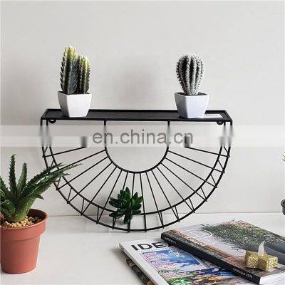 Hot Sale Nordic Simple Style Display Decorative Black Garden Metal Wire Wall Hanging Decorative Planter mount Shelf