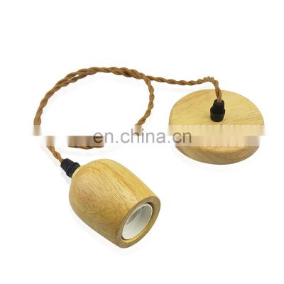 Nordic Simple Solid Wooden Base E27 Pendant lampholder Ceiling Lamp With Cable Dimmable DIY Lighting Fitting