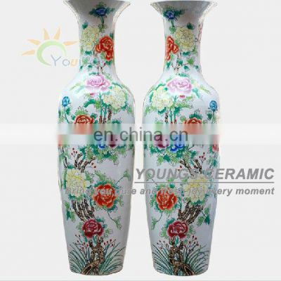 Wonderful chinese hand painted famille rose porcelain tall flower vases for decoration
