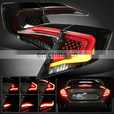 LED Tail Lights For Honda Civic 2016-2019 Tail Light Rear Lamp Turning+Reversing+Brake light