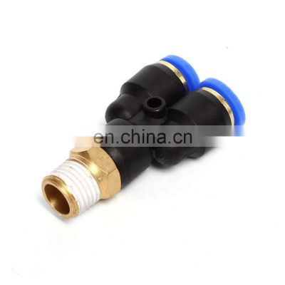 SNS SPX Series one touch 3 way Y type tee male thread air hose tube connector plastic pneumatic quick fitting