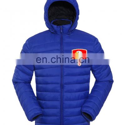 Outdoor winter Polyester Quilted Stylish Jacket With Hood Polyester Padded Jackets Puffer jacket for men With Embroidered Logo