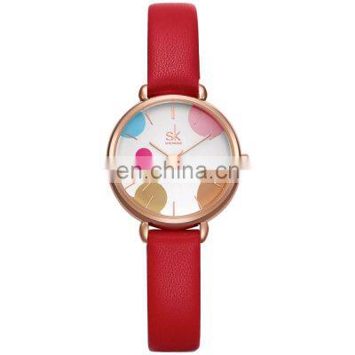 SHENGKE Lovely Lady Watch Leather Band Macaroon Color Watch Japan Quartz Cute Watch For Girls K9012L Custom Your Logo Brand