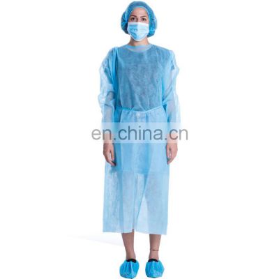 Premium Disposable Isolation Gown Protective Coat with  Elastic Knit Cuffs Tie on Back