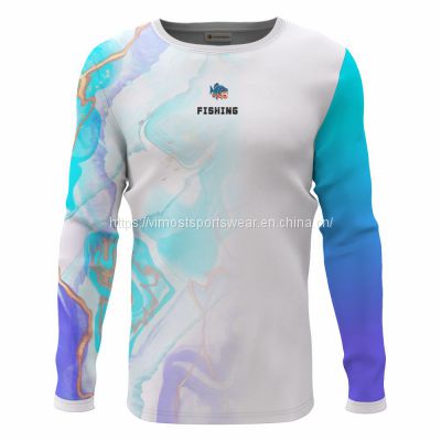 100% polyester custom fishing shirts with round neck styles