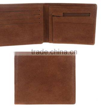 High quality crazy horse leather zipped coin pocket wallet multiple card slot wallet