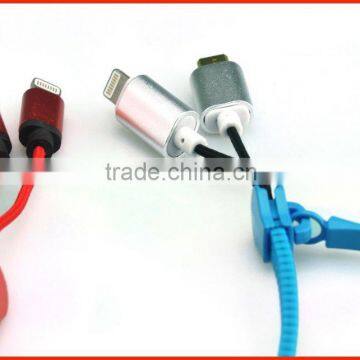 2 in 1 micro zipper USB cable /USB charger cable