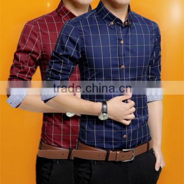 China long sleeve double collar fancy shirts for men fashion check shirts