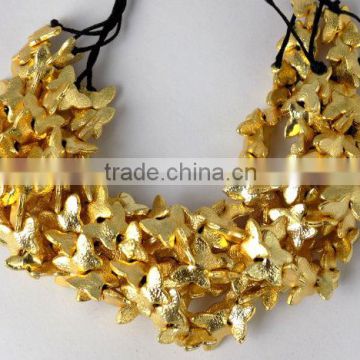 AAA Beautiful Natural 24k Gold Plated Copper Rondelle Butterfly Shape Beads Finding Beads 7 inch 8X12mm Matte Finish Beads