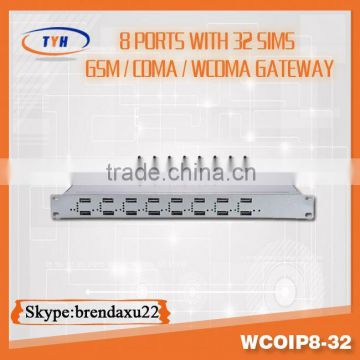 8 port 32 sim cards gsm/cdma/wcdma voip goip gsm gateway call termianl,voip intercom