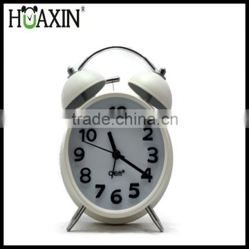 4''wholesale digital twin bell white round alarm clock for home deco