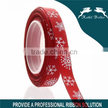 3/8" Christmas Red Snowflake Grosgrain Ribbon,printed ribbon