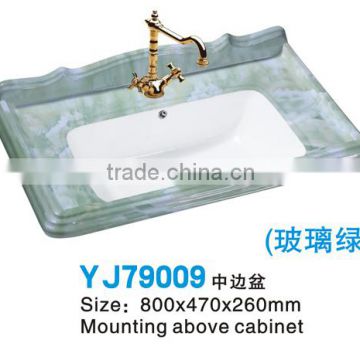 YJ79009 Chaozhou Ceramic Stone Pattern Counter top Cabinet Basin Bathroom Sink
