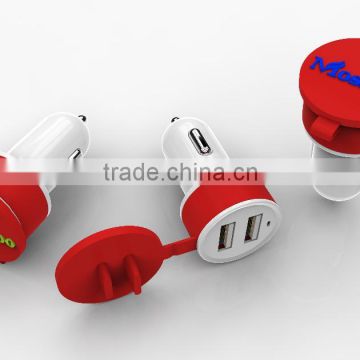 Colorful mini fashionable portable PVC car charger with free sample