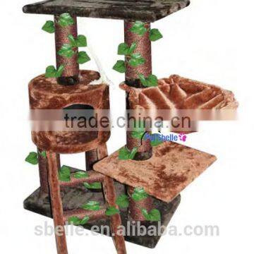 Natural pet products banana leaf wooden cat tree