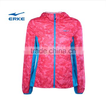 ERKE brand wholesale outdoor style lightweight zip up polyester womens camo hoodies