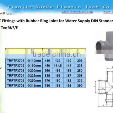 PVC Plastic Tee Rubber Joint for Water Supply