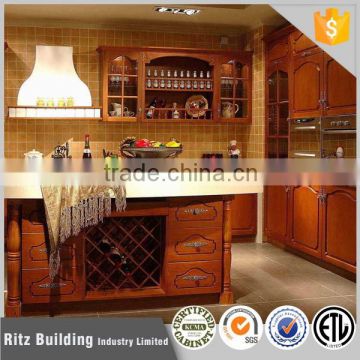 modular kitchen cabinet, cherry color solid wood kitchen cabinet