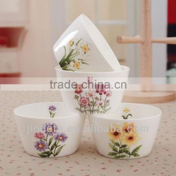 korean flower decal porcelain bowl