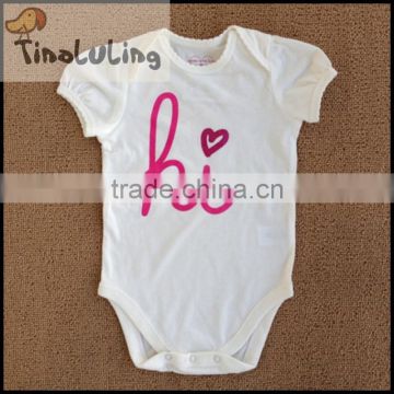 brand new tinaluling plain white rompers Hi letter printed baby bodysuits for 0-24M OEM