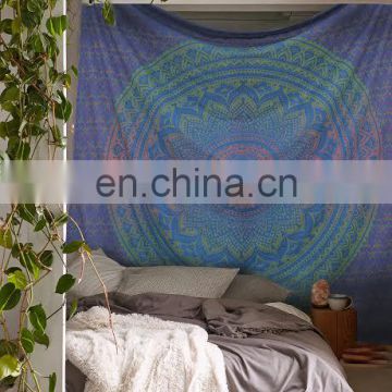 Indian Multi Colour Mandala Queen Psychedelic Mandala Tapestry Wall Hanging, Indian Bedspread Hippy Bohemian Handmade Mandala