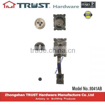 8041AB:TRUST Zinc Alloy Strong Handle Lockset with Brass cylinder