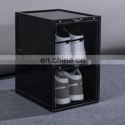 Clear Transparent custom shoe box storage Drop Front jordan sneaker shoe box stackable Magnetic Acrylic shoe box plastic