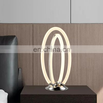 HUAYI Hot Sale Bedside Indoor Decoration Aluminum Acrylic Oval Shape LED Desk Table Lighting