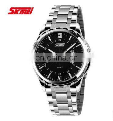 SKMEI 9069 Full Stainless Steel Black Water Resistant Complete Calendar Day/Date Wrist Man Watch