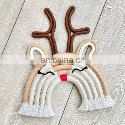 Supplier Reindeer Macrame Wall Hanging High Quality Animal Rainbow Nursery Decor , Baby Room Decor Manufacturer