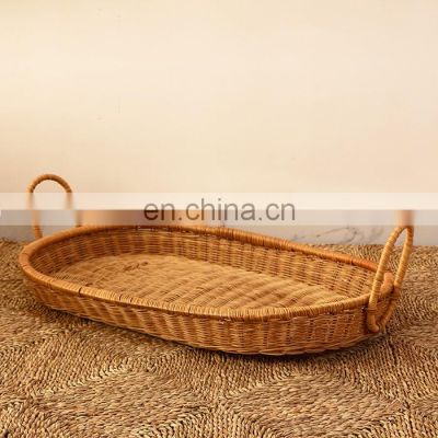 Brown Rattan Baby Changing Basket Handmade High Quality Wicker Storage basket With Handle Woven vietnam supplier